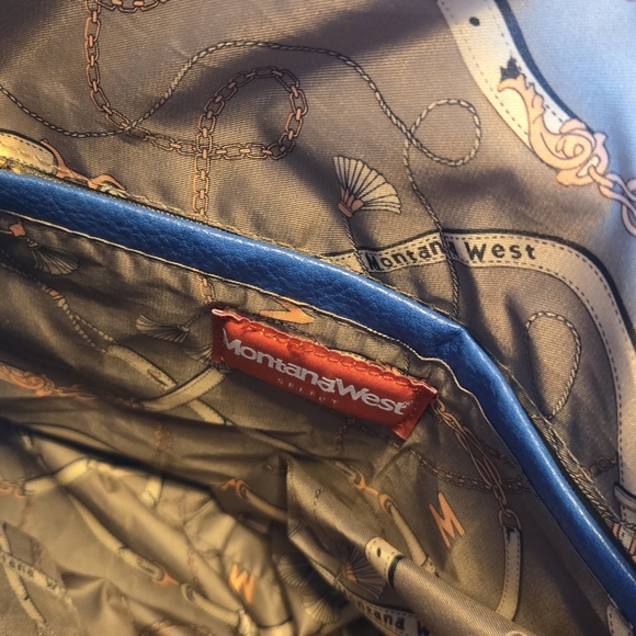 Montana West Select Blue Shoulder Bag Crossbody Strap Large Vegan Leather - Picture 5 of 10